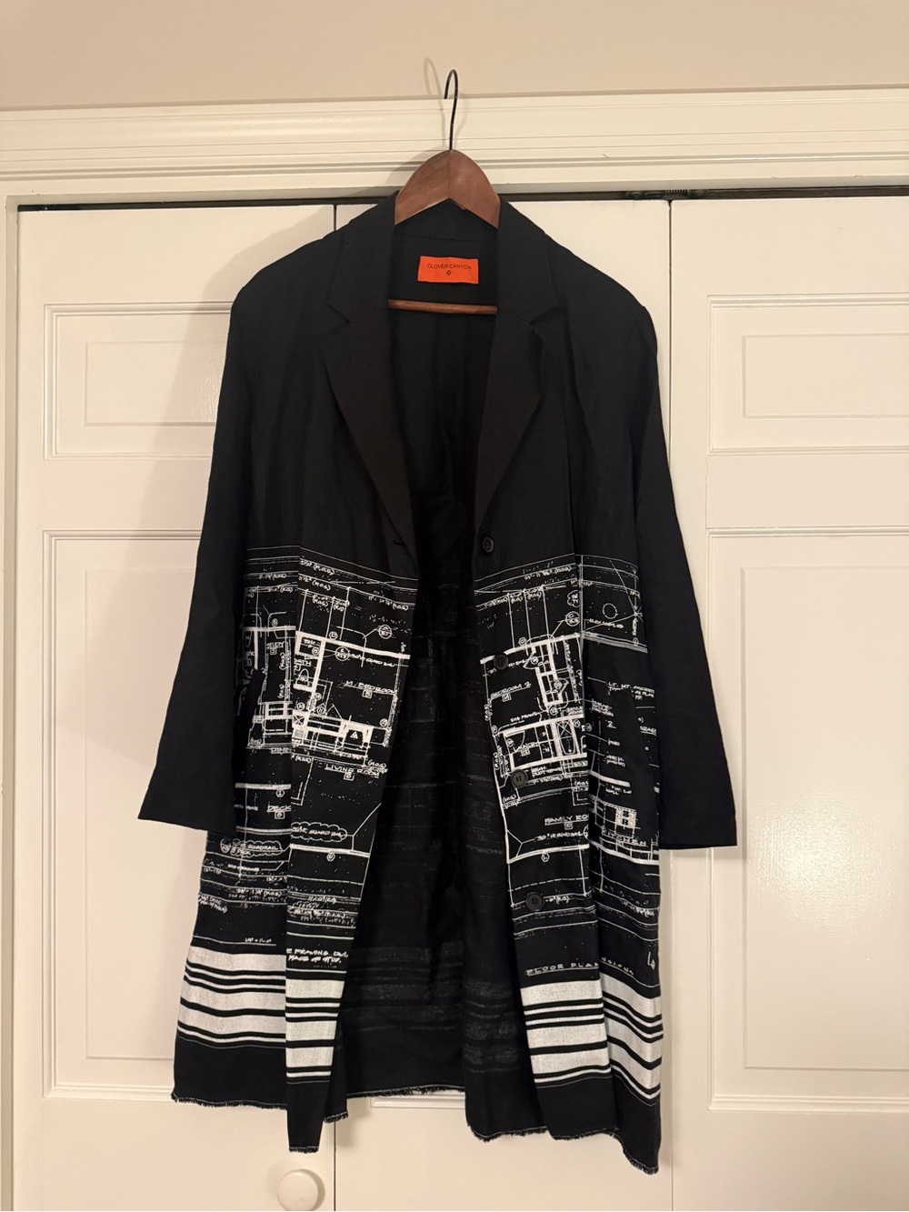 Clover Canyon Black Blazer with White Architectural Print